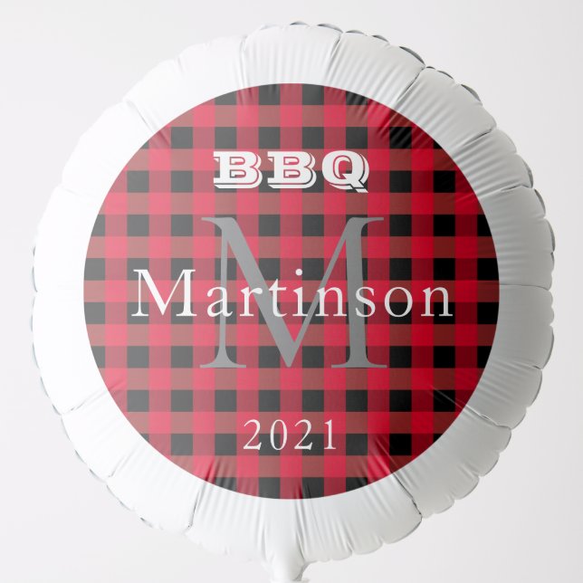 Buffalo plaid family event balloon (Front)