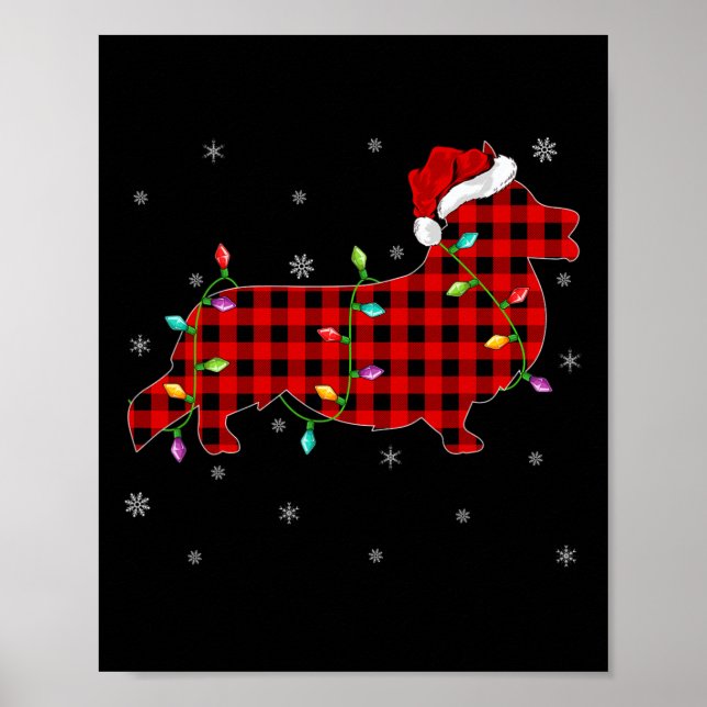 Buffalo Plaid Family Matching Corgi Christmas Paja Poster (Front)