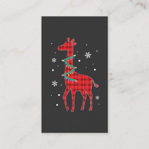 Buffalo Plaid Family Matching Giraffe Christmas Pa Business Card