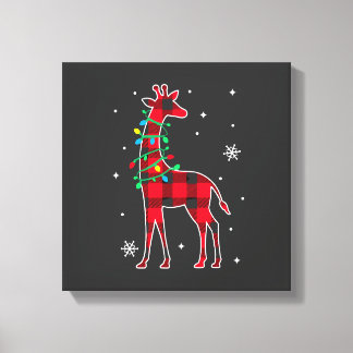 Buffalo Plaid Family Matching Giraffe Christmas Pa Canvas Print