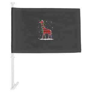 Buffalo Plaid Family Matching Giraffe Christmas Pa Car Flag