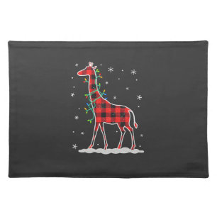 Buffalo Plaid Family Matching Giraffe Christmas Pa Cloth Placemat