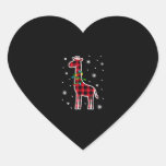 Buffalo Plaid Family Matching Giraffe Christmas Pa Heart Sticker
