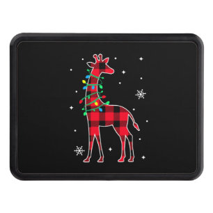 Buffalo Plaid Family Matching Giraffe Christmas Pa Hitch Cover