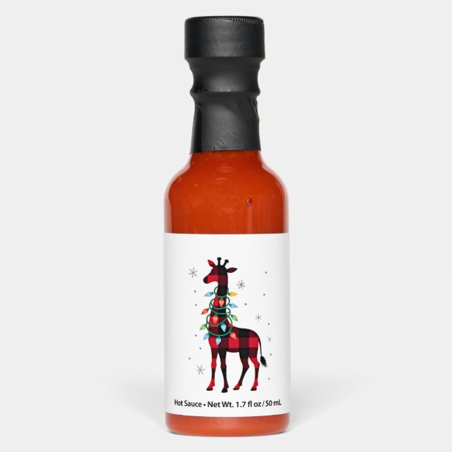 Buffalo Plaid Family Matching Giraffe Christmas Pa Hot Sauces (Front)