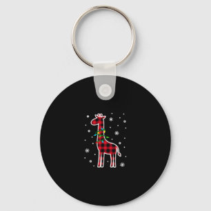 Buffalo Plaid Family Matching Giraffe Christmas Pa Keychain