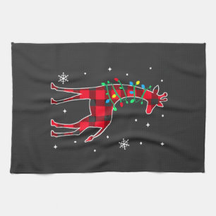 Buffalo Plaid Family Matching Giraffe Christmas Pa Kitchen Towel