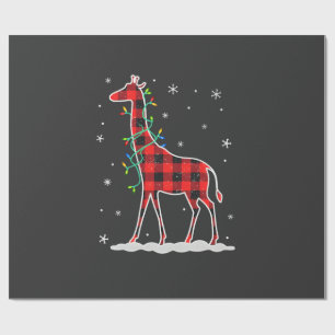 Buffalo Plaid Family Matching Giraffe Christmas Pa Wrapping Paper