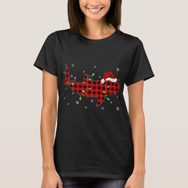 Buffalo Plaid Family Matching Whale Shark Christma T-Shirt (Front)