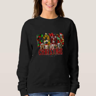 Buffalo-Plaid-Farm Christmas Farm Animals Cow Pig- Sweatshirt
