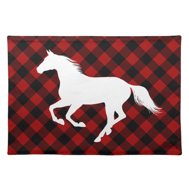 Buffalo Plaid Farmhouse Horse Cloth Placemat (Front)