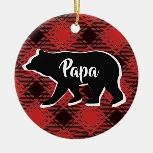 Buffalo Plaid Father Bear Design Ornament