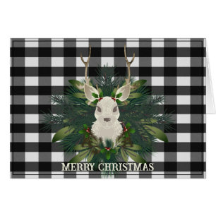 Buffalo Plaid Festive Reindeer Christmas Holiday Cards