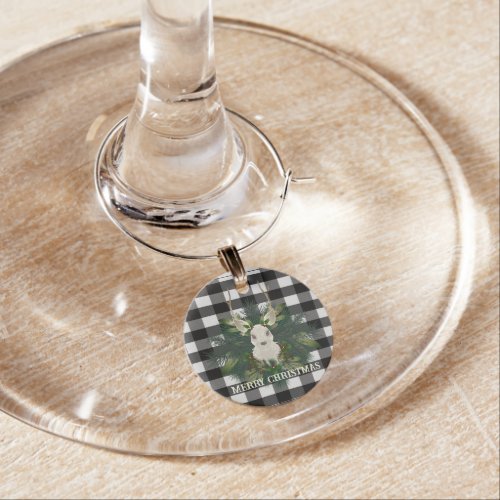 Buffalo Plaid Festive Reindeer Christmas Wine Charm