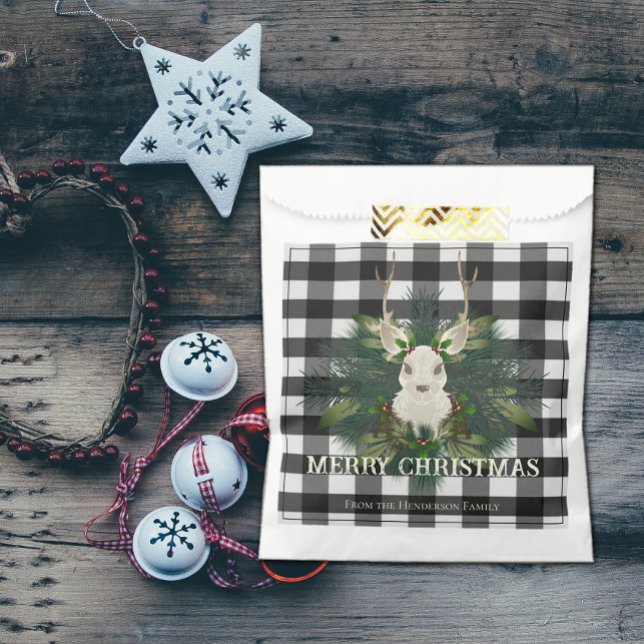 Buffalo Plaid Festive Reindeer Favor Bag (Buffalo Plaid Festive Reindeer Favor Bag)
