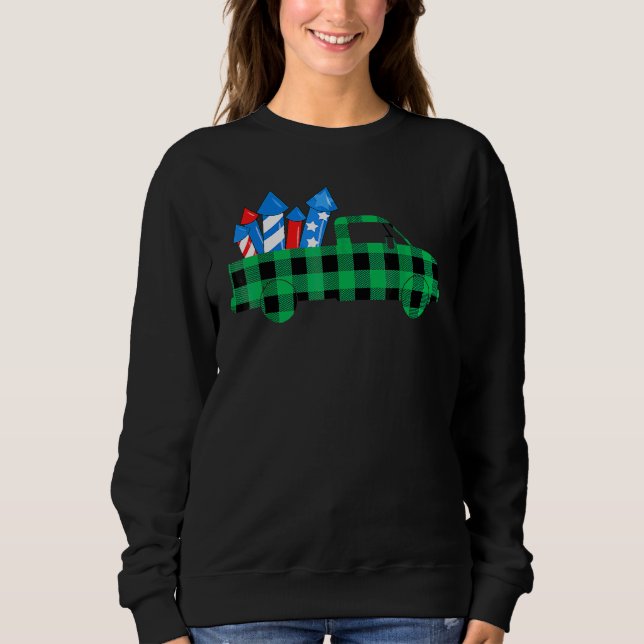 Buffalo Plaid Fireworks Truck 4th Of July American Sweatshirt (Front)