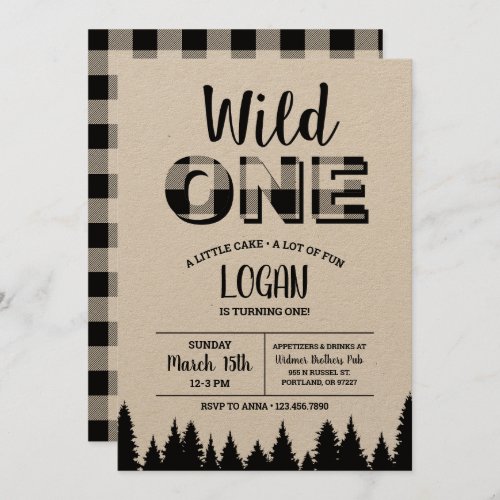 Buffalo Plaid First Birthday Invitation _ Wild One