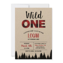 Buffalo Plaid First Birthday Invitation - Wild One