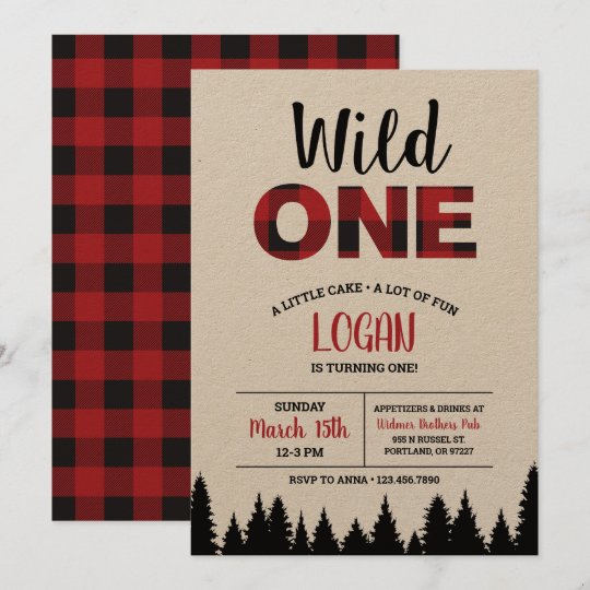 Buffalo Plaid First Birthday Invitation - Wild One | Zazzle.com