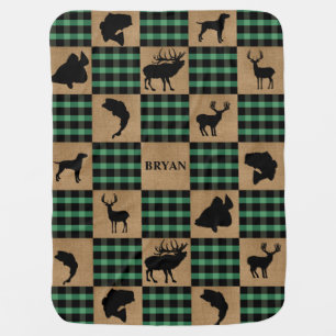 Buffalo Plaid Fishing Hunting Wildlife Baby Blanket