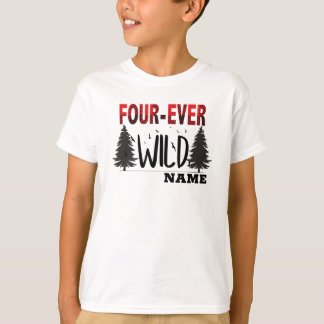 buffalo plaid four-ever wild personalized birthday T-Shirt