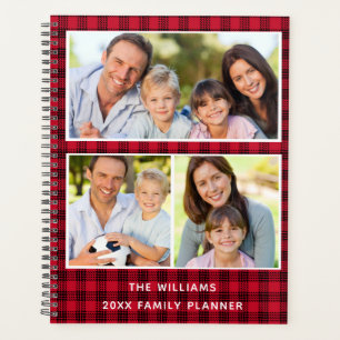 Buffalo Plaid Four Photo Collage Family Planner