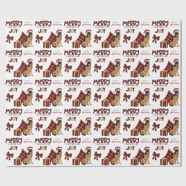 Buffalo Plaid German Shepherd Dog Christmas Wrapping Paper (Flat)