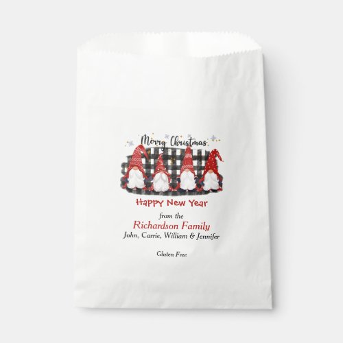 Buffalo Plaid Gnome Christmas Greeting Favor Bag