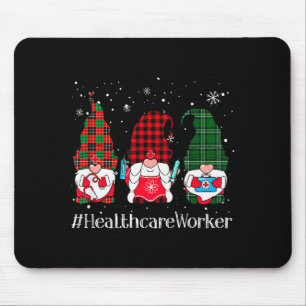 Buffalo Plaid Gnome Healthcare Worker Nurse Christ Mouse Pad