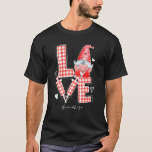 Buffalo Plaid Gnome Love Scrub Life Nurse Valentin T-Shirt