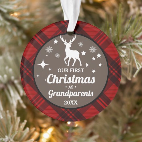 Buffalo Plaid Grandparents First Christmas  Ornament