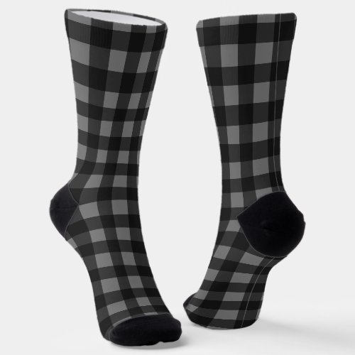 Buffalo Plaid Gray Christmas Socks