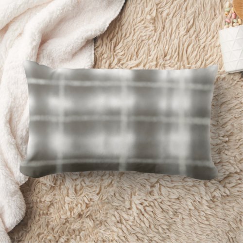 buffalo plaid gray white tartan watercolor rustic lumbar pillow