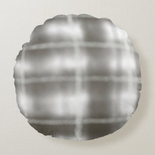 buffalo plaid gray white tartan watercolor rustic round pillow