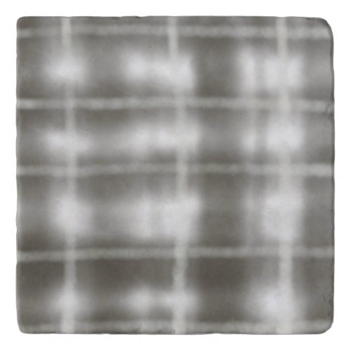 buffalo plaid gray white tartan watercolor rustic trivet