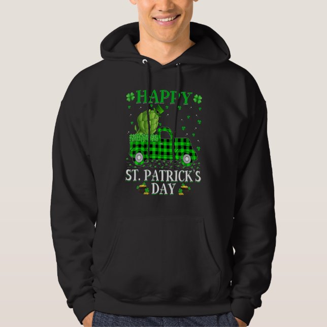 Buffalo Plaid Green Truck Artichoke Food St  Patri Hoodie (Front)