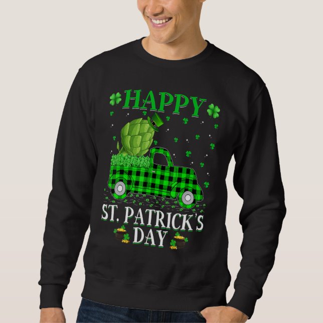 Buffalo Plaid Green Truck Artichoke Food St  Patri Sweatshirt (Front)