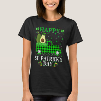 Buffalo Plaid Green Truck Avocado Fruit St Patric T-Shirt