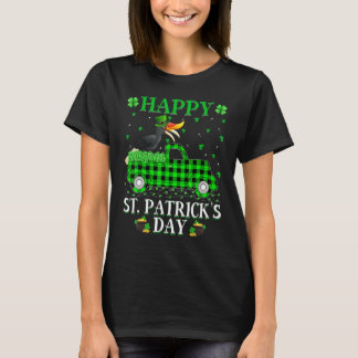 Buffalo Plaid Green Truck Hornbill Bird St Patrick T-Shirt