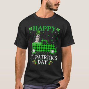 Buffalo Plaid Green Truck Malamute Dog St. Patrick T-Shirt