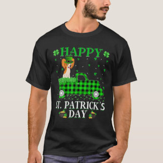 Buffalo Plaid Green Truck Papillon Dog St. Patrick T-Shirt