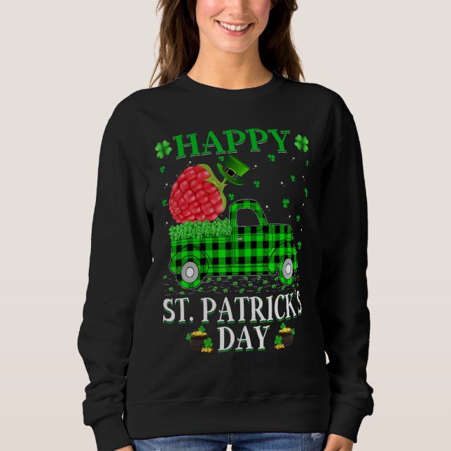 Buffalo Plaid Green Truck Raspberry Fruit St  Patr Sweatshirt (Front)