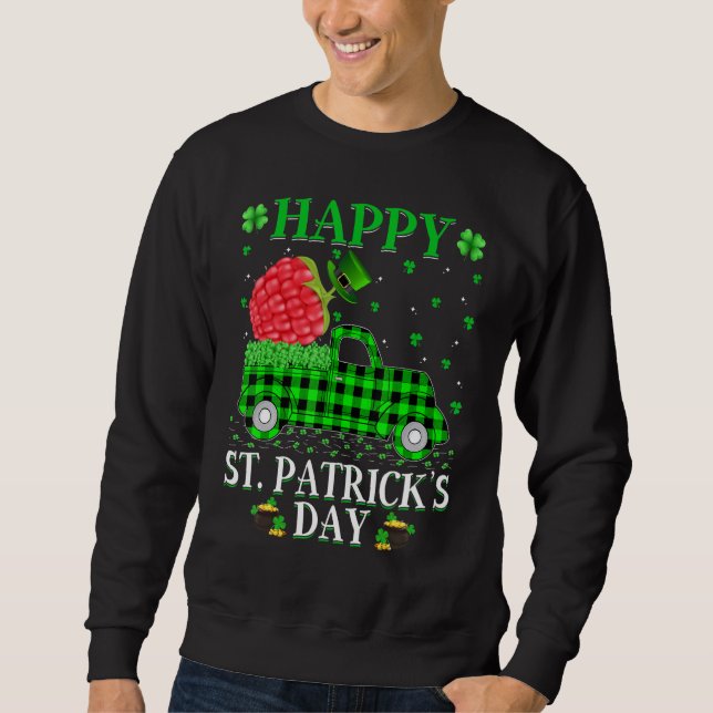 Buffalo Plaid Green Truck Raspberry Fruit St  Patr Sweatshirt (Front)