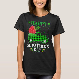 Buffalo Plaid Green Truck Raspberry Fruit St Patr T-Shirt