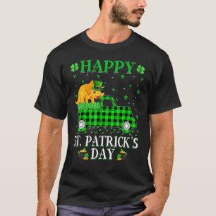 Buffalo Plaid Green Truck Triceratops St. Patrick' T-Shirt
