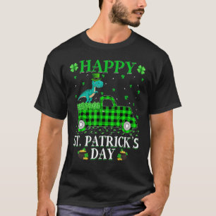 Buffalo Plaid Green Truck Tyrannosaurus St. Patric T-Shirt