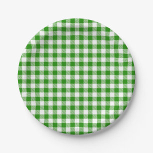 Buffalo Plaid Green White Classic Multipurpose Paper Plates