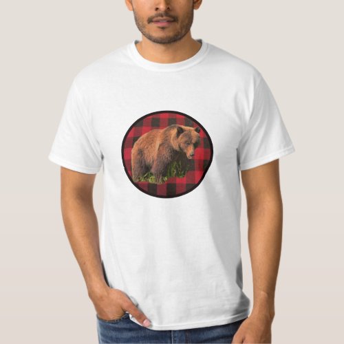 Buffalo Plaid Grizzly Bear T_Shirt