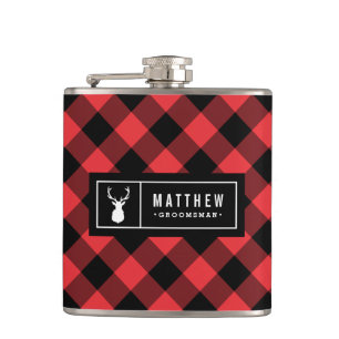 Buffalo Plaid Groomsman Flask