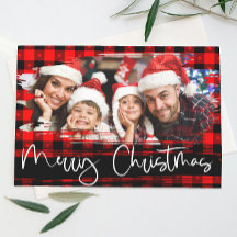  Buffalo Plaid Grunge Personalized Photo Christmas
